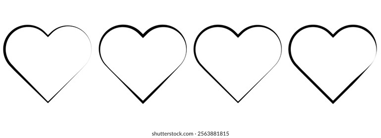 Doodle hearts sketch set. Various different hand drawn heart icon love collection isolated on white background. Red heart symbol for Valentines Day. Vector illustrator. EPS 10 22