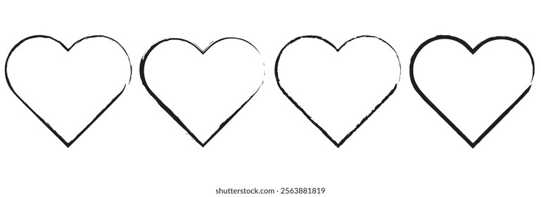 Doodle hearts sketch set. Various different hand drawn heart icon love collection isolated on white background. Red heart symbol for Valentines Day. Vector illustrator. EPS 10 22