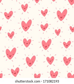 Doodle hearts valentine seamless pattern