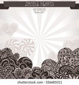 Doodle Hearts. Vector background for design.