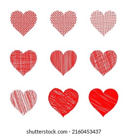 Corazones de perro. Ilustración de un corazón dibujada a mano por vectores. Esbozo. 
