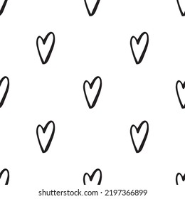 Doodle hearts. Vector illustration of seamless pattern.