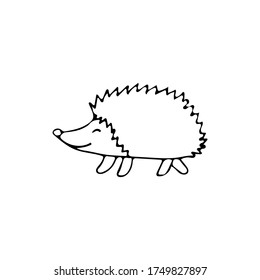 Doodle Hedgehog Icon In Vector. Hand Drawn Hedgehog Icon In Vector