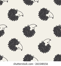 Doodle Hedgehog Seamless Pattern Background