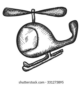 doodle helicopter, vector illustration icon