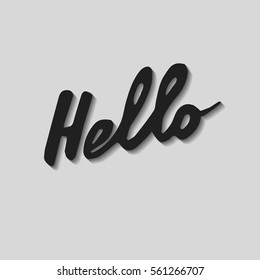 Doodle "hello" sign. Drawn calligraphy. Well suited for use, templates and designs. Vector illustration.