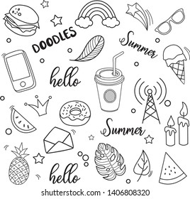Doodle of Hello Summer , vector illustration