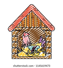 doodle hen inside house laying farm eggs