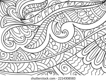Doodle henna design coloring book pages for adults vector illustration