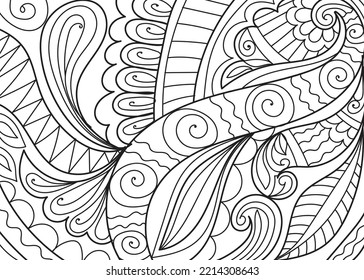 Doodle henna design coloring book pages for adults vector illustration
