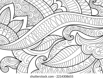 Doodle henna design coloring book pages for adults vector illustration