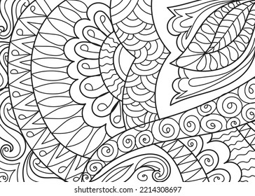 Doodle henna design coloring book pages for adults vector illustration