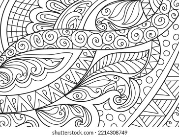 Doodle henna design coloring book pages for adults vector illustration