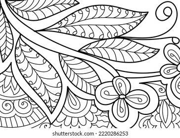 Doodle henna design floral coloring book pages for adults vector illustration