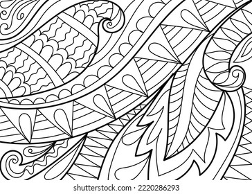 Doodle henna design floral coloring book pages for adults vector illustration