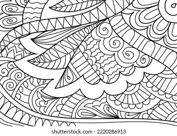 Doodle henna design floral coloring book pages for adults vector illustration