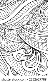 Doodle henna design floral coloring book page for adults vector illustration