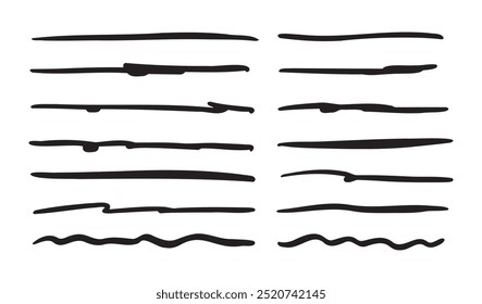Doodle highlighting elements. Hand drawn lines, drawing line sketch style. Vector illustration