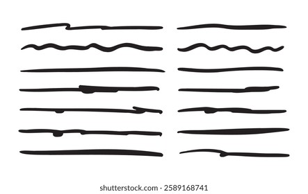 Doodle highlighting elements. Hand drawn lines, drawing line sketch style. Vector illustration