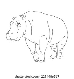 Doodle de Hipopótamo. Ilustración vectorial dibujada a mano.