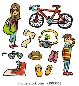 Doodle Hipster. A set of hipster-ly items.