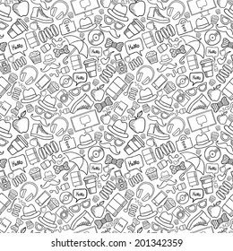 doodle hipster stuff seamless pattern