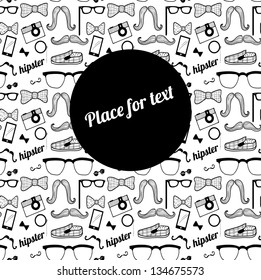 Doodle hipster's background with a frame.