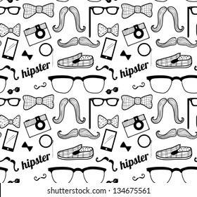 Doodle hipster's seamless pattern.