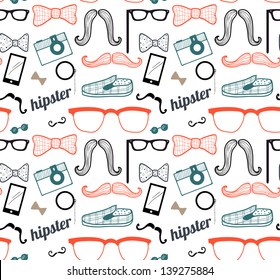 Doodle hipster's seamless pattern.