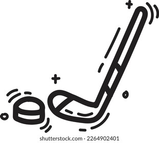 doodle hockey sport icon outline vector