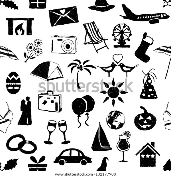 doodle holiday and\
events seamless pattern