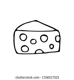 Doodle holland Käse Symbol auf Vektorgrafik einzeln auf Weiß. Hand gezeichnete Pollenkäsesymbol einzeln auf Weiß