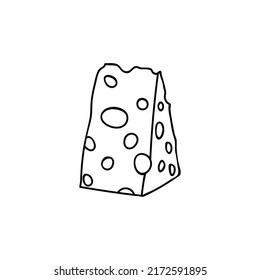 Doodle holland cheese icon in vector isolated on white. Hand drawn holland cheese icon in vector isolated on white