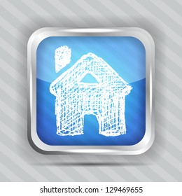 doodle home button icon on the striped background
