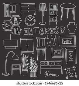 doodle home furniture and interior vector illustration line ideal for web and print