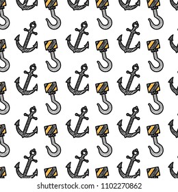 doodle hook crane and anchor object background