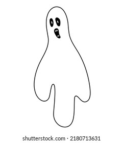 Doodle horrible screaming ghost. Vector Halloween clipart.
