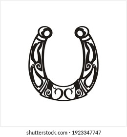 Doodle horseshoe icon isolated on white. Vintage design. Vector stock illustration. EPS 10