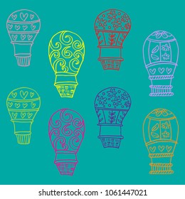 Doodle hot air balloon pattern background