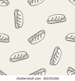 Doodle Hot Dog seamless pattern background