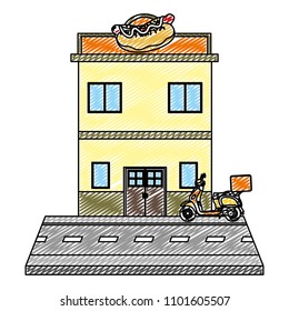 doodle hot dog store with delivery motorcycle service