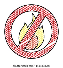 doodle hot fire circle forbidden alert sign