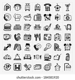 doodle hotel icons set