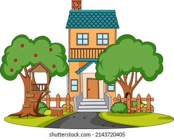 Doodle house cartoon design illustration