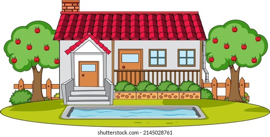 Doodle house cartoon design illustration