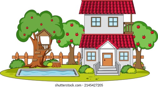 Doodle house cartoon design illustration