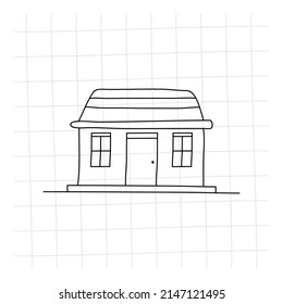 doodle of house. Hand drawn vector illustration for card, logo, poster, sticker,coloring book and professional design. eps 10.