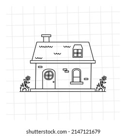 garabato de la casa. Ilustración vectorial dibujada a mano para tarjeta, logotipo, afiche, pegatina, libro de colorear y diseño profesional. 10.