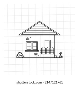 garabato de la casa. Ilustración vectorial dibujada a mano para tarjeta, logotipo, afiche, pegatina, libro de colorear y diseño profesional. 10.