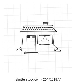 garabato de la casa. Ilustración vectorial dibujada a mano para tarjeta, logotipo, afiche, pegatina, libro de colorear y diseño profesional. 10.